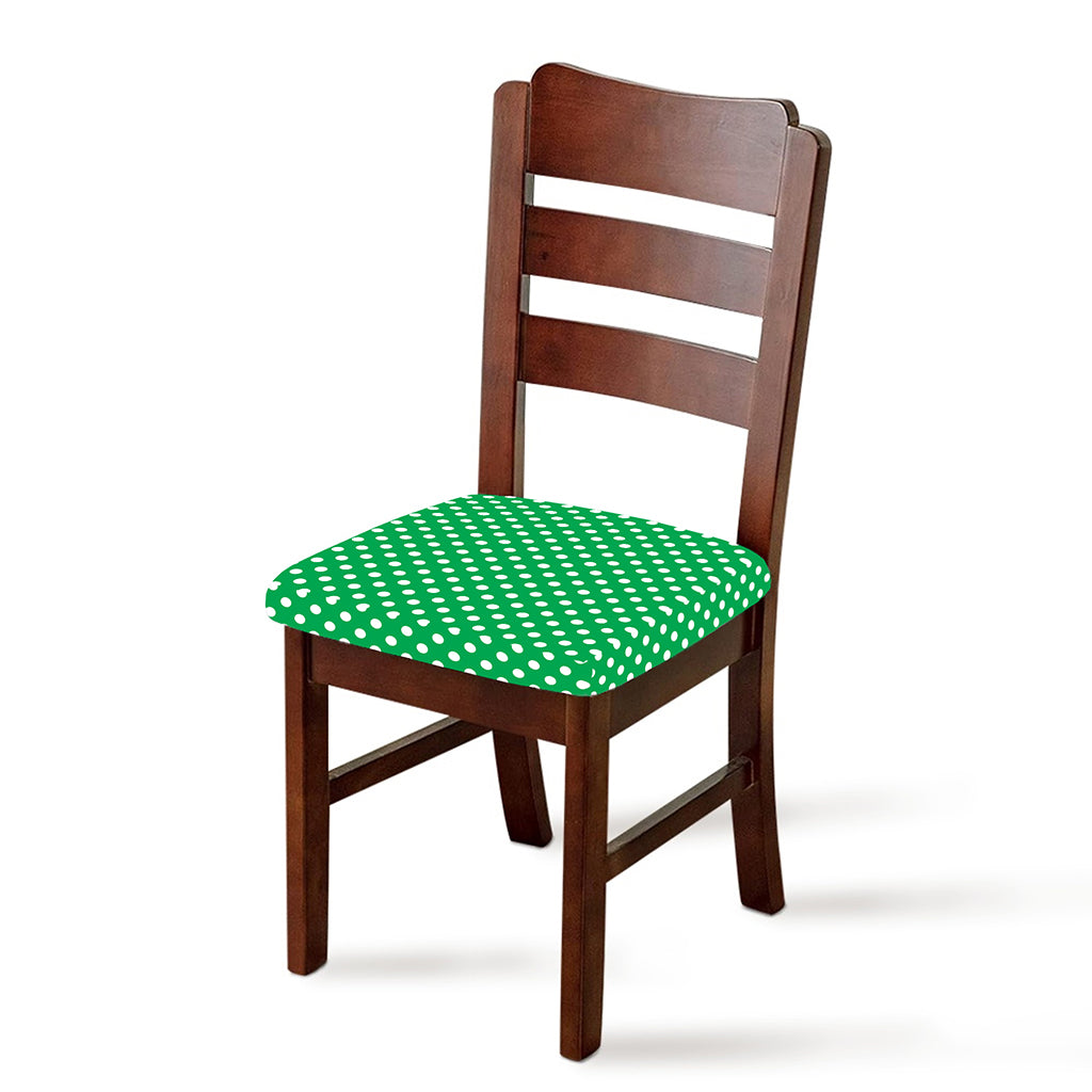 Green And White Polka Dot Pattern Print Chair Cushion Cover