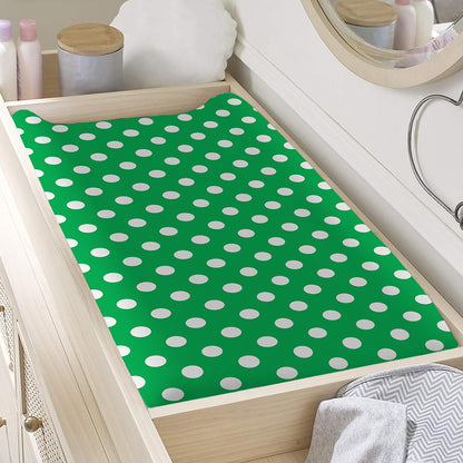 Green And White Polka Dot Pattern Print Changing Pad Cover