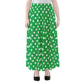 Green And White Polka Dot Pattern Print Chiffon Maxi Skirt