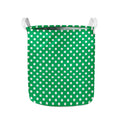 Green And White Polka Dot Pattern Print Collapsible Laundry Basket