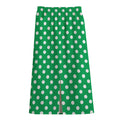 Green And White Polka Dot Pattern Print Cotton Front Slit Maxi Skirt