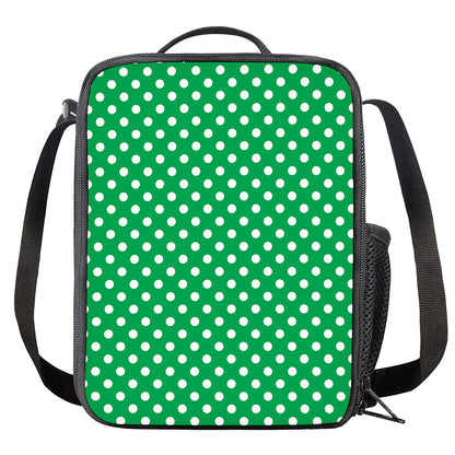 Green And White Polka Dot Pattern Print Crossbody Lunch Bag