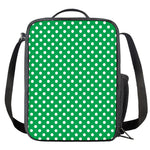 Green And White Polka Dot Pattern Print Crossbody Lunch Bag