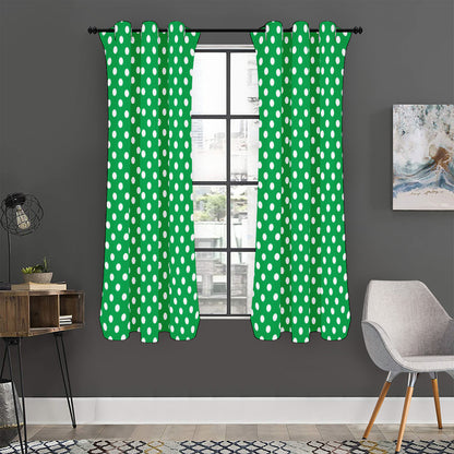 Green And White Polka Dot Pattern Print Curtain