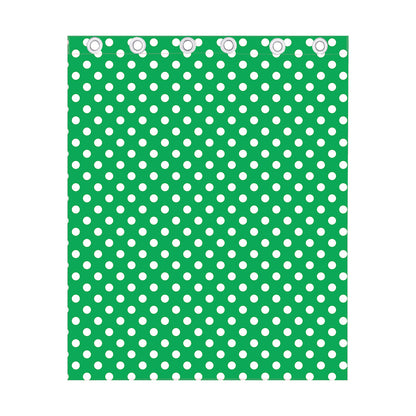 Green And White Polka Dot Pattern Print Curtain