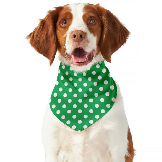 Green And White Polka Dot Pattern Print Dog Bandana