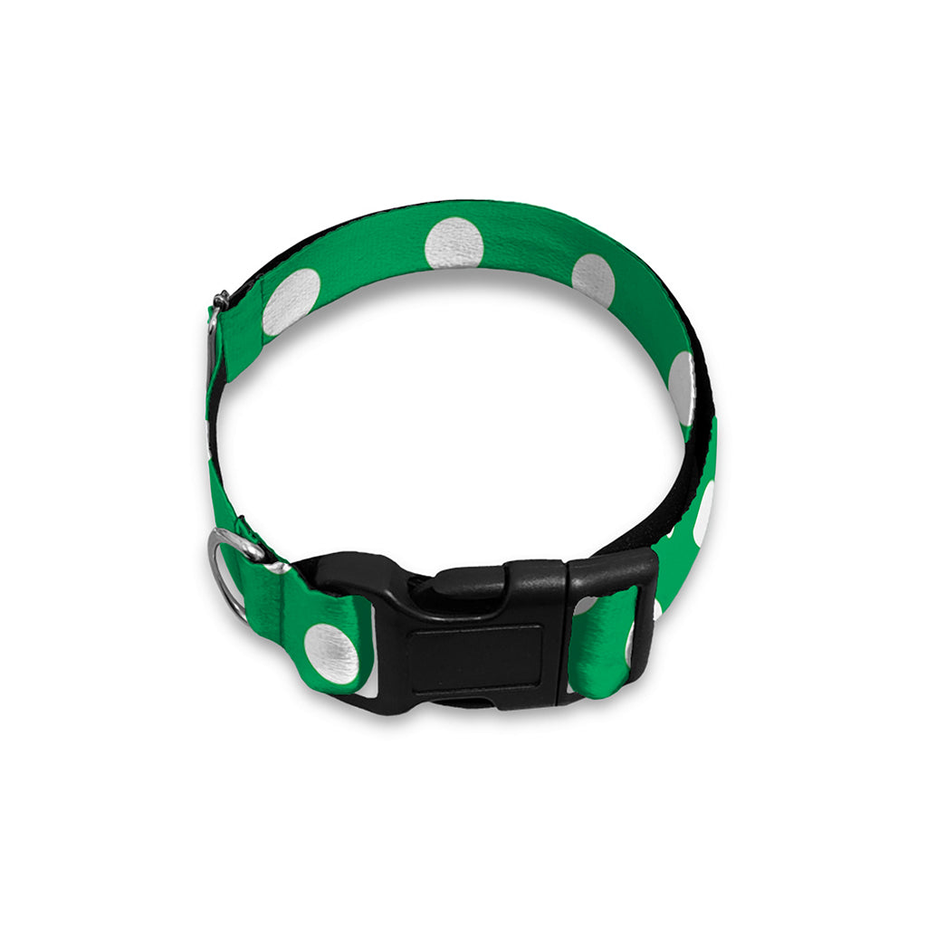 Green And White Polka Dot Pattern Print Dog Collar