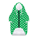 Green And White Polka Dot Pattern Print Dog Zip Up Hoodie