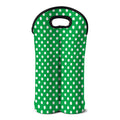 Green And White Polka Dot Pattern Print Double Neoprene Wine Tote