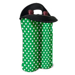 Green And White Polka Dot Pattern Print Double Neoprene Wine Tote