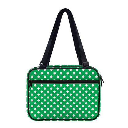 Green And White Polka Dot Pattern Print Double Strap Bible Bag