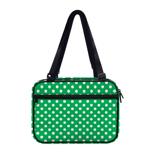 Green And White Polka Dot Pattern Print Double Strap Bible Bag