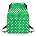 Green And White Polka Dot Pattern Print Drawstring Backpack