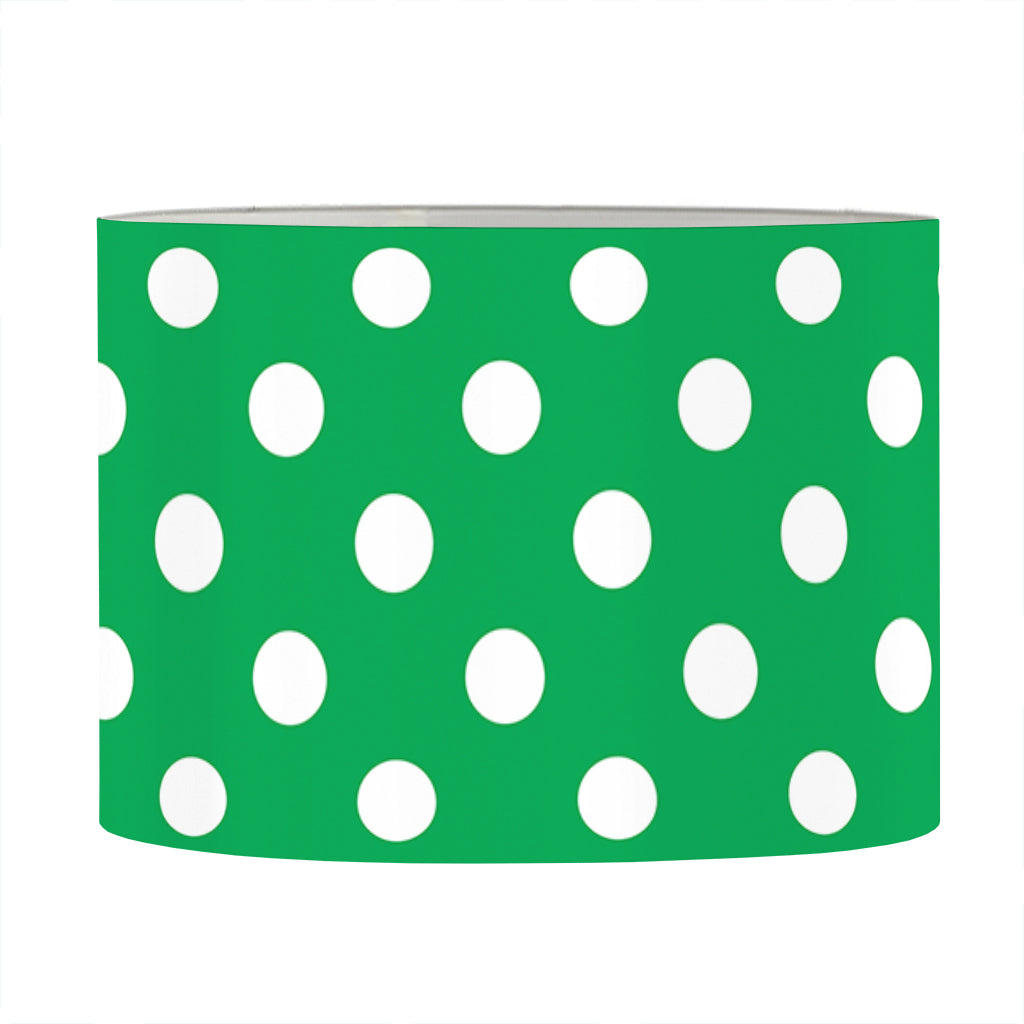 Green And White Polka Dot Pattern Print Drum Lamp Shade