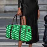 Green And White Polka Dot Pattern Print Duffle Bag