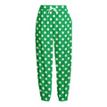 Green And White Polka Dot Pattern Print Fleece Lined Knit Pants