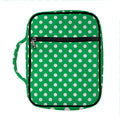 Green And White Polka Dot Pattern Print Front Pocket Bible Bag