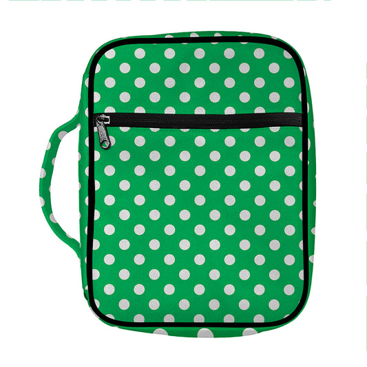 Green And White Polka Dot Pattern Print Front Pocket Bible Bag