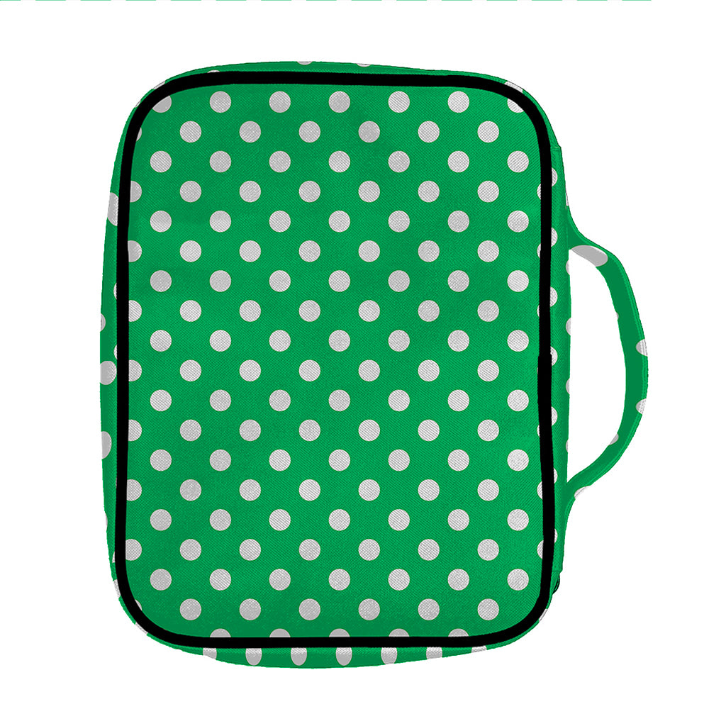 Green And White Polka Dot Pattern Print Front Pocket Bible Bag
