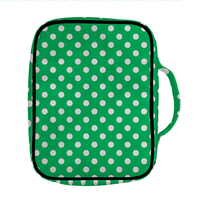 Green And White Polka Dot Pattern Print Front Pocket Bible Bag