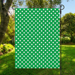 Green And White Polka Dot Pattern Print Garden Flag