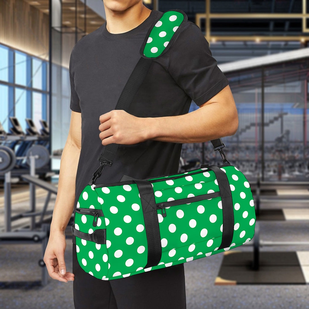Green And White Polka Dot Pattern Print Gym Bag