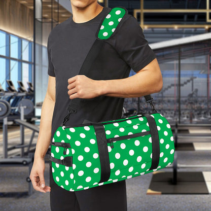 Green And White Polka Dot Pattern Print Gym Bag