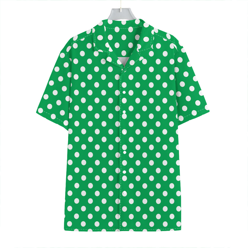 Green And White Polka Dot Pattern Print Hawaiian Shirt