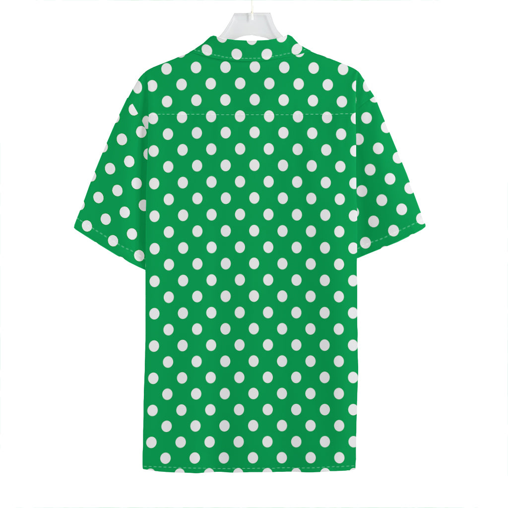 Green And White Polka Dot Pattern Print Hawaiian Shirt