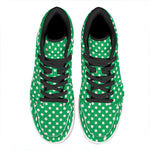 Green And White Polka Dot Pattern Print High Top Leather Sneakers