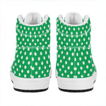 Green And White Polka Dot Pattern Print High Top Leather Sneakers