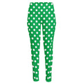 Green And White Polka Dot Pattern Print High-Waisted Pocket Leggings