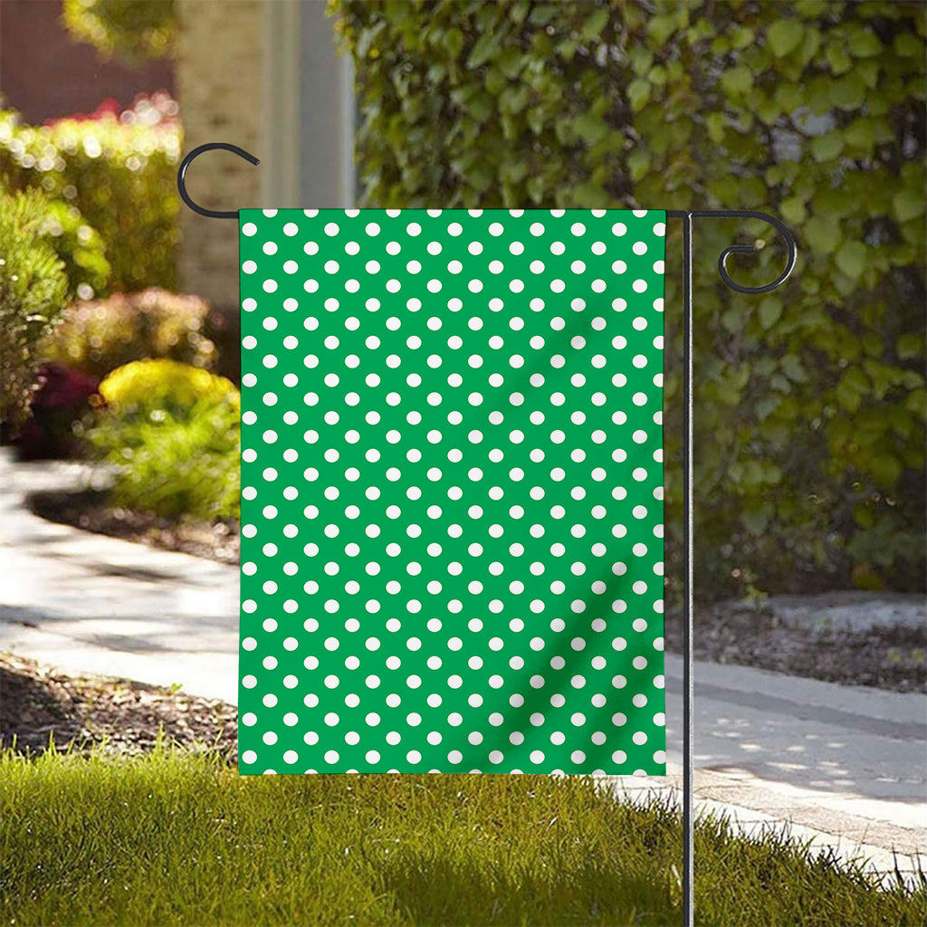 Green And White Polka Dot Pattern Print House Flag