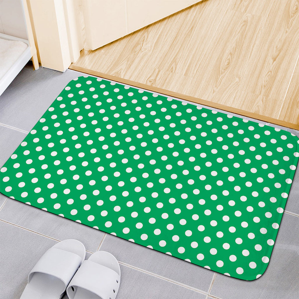 Green And White Polka Dot Pattern Print Indoor Door Mat