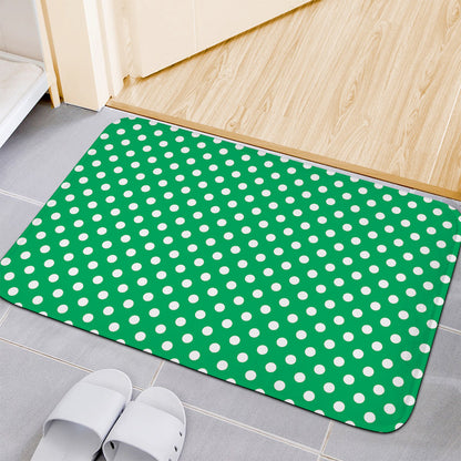 Green And White Polka Dot Pattern Print Indoor Door Mat