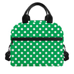 Green And White Polka Dot Pattern Print Insulated Lunch Bag
