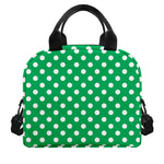 Green And White Polka Dot Pattern Print Insulated Lunch Bag