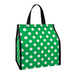 Green And White Polka Dot Pattern Print Insulated Lunch Tote
