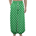 Green And White Polka Dot Pattern Print Lantern Pants