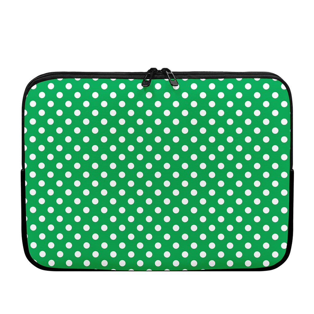 Green And White Polka Dot Pattern Print Laptop Sleeve