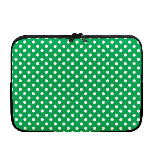 Green And White Polka Dot Pattern Print Laptop Sleeve