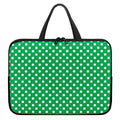 Green And White Polka Dot Pattern Print Laptop Sleeve With Handle