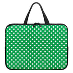 Green And White Polka Dot Pattern Print Laptop Sleeve With Handle