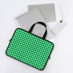 Green And White Polka Dot Pattern Print Laptop Sleeve With Handle