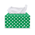 Green And White Polka Dot Pattern Print Leather Tissue Box Cover