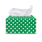 Green And White Polka Dot Pattern Print Leather Tissue Box Cover