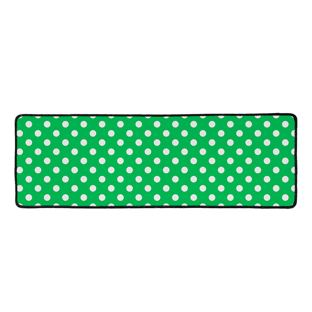 Green And White Polka Dot Pattern Print Long Kitchen Mat