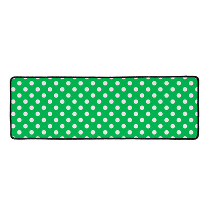 Green And White Polka Dot Pattern Print Long Kitchen Mat