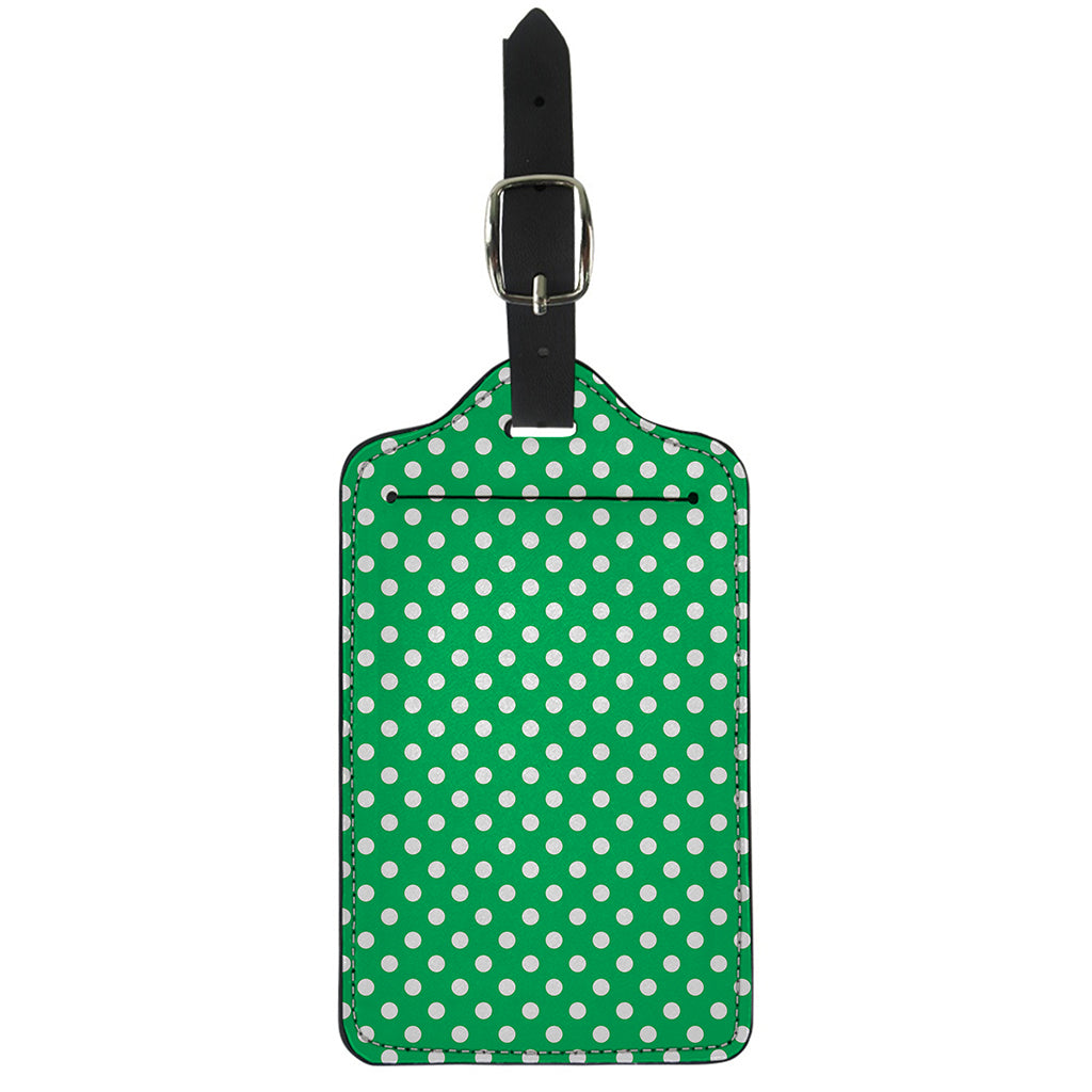 Green And White Polka Dot Pattern Print Luggage Tag