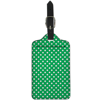 Green And White Polka Dot Pattern Print Luggage Tag